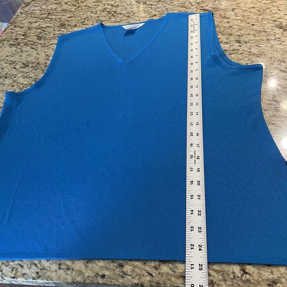 Exclusivel MISOOK Side Slit Vneck Sleeveless Knit Tank Top Blue Sz 2X - Picture 7 of 7